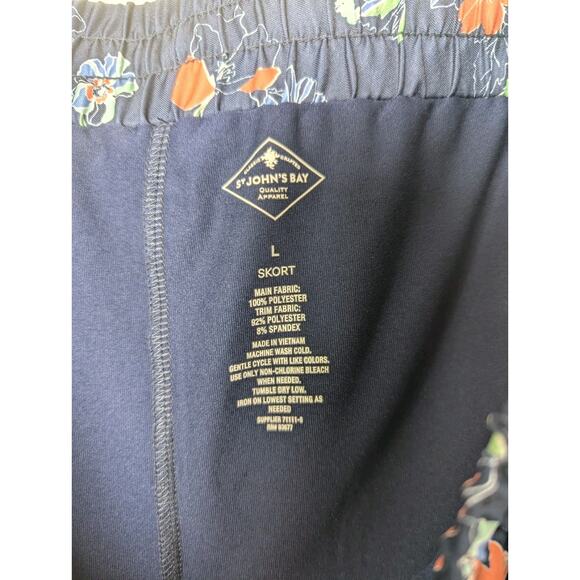 St Johns Bay Floral Skort Size L Draw String Waist Pockets Stretch 17" L - Picture 4 of 6